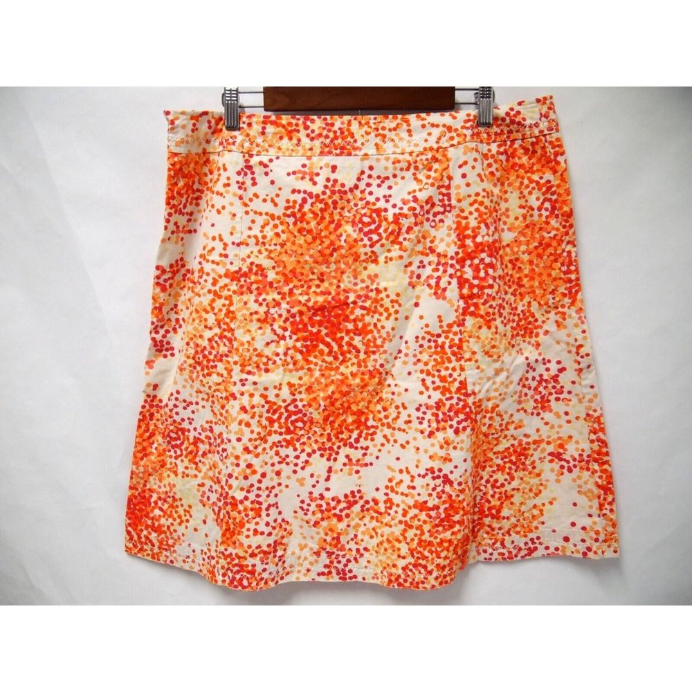 Eddie Bauer Womens 14 Cotton Mini Skirt Orange Pink Polka Dot - Picture 2 of 4